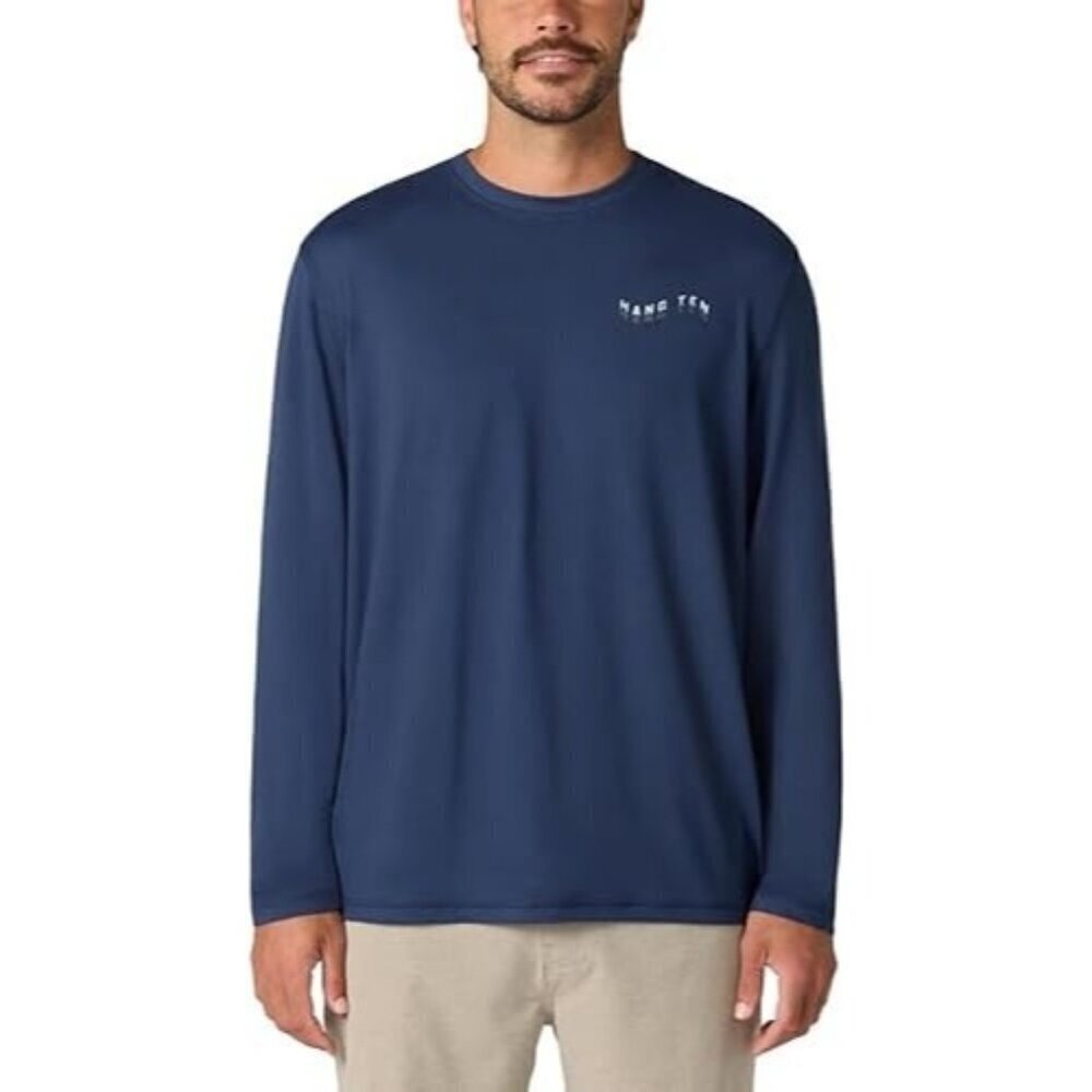 NEW Hang Ten Men's XL Long Sleeve Quick Dry UPF 50+ Navy Shirt